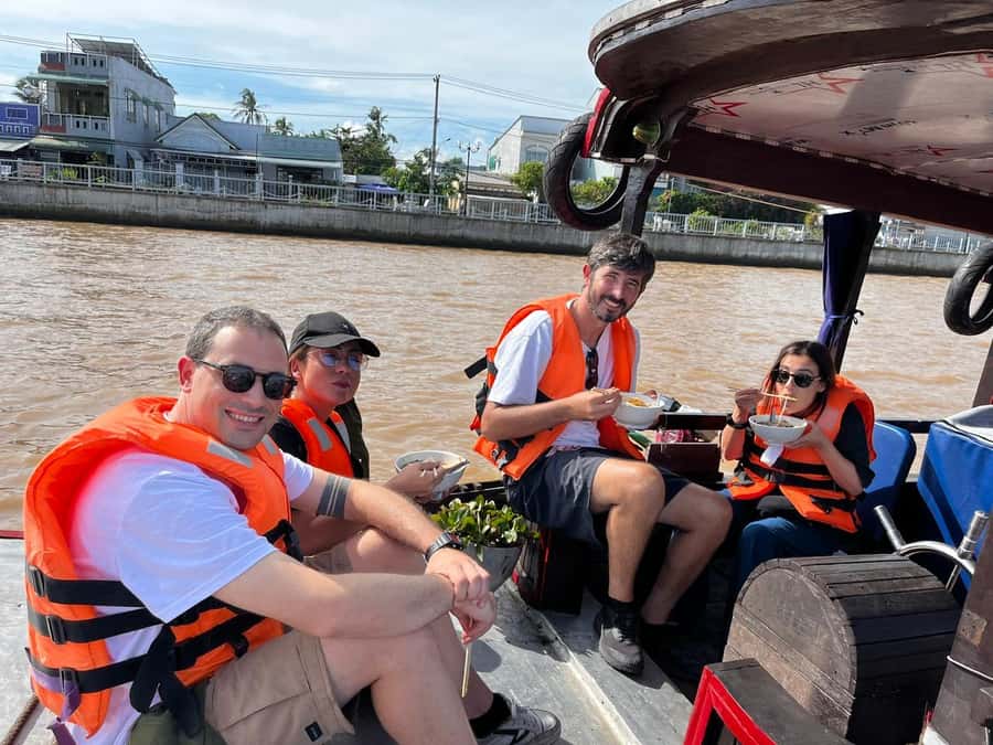 1 Day Mekong Tour: Cai Rang Floating Market & MyTho-Ben Tre - Pho and coffee served from a boat