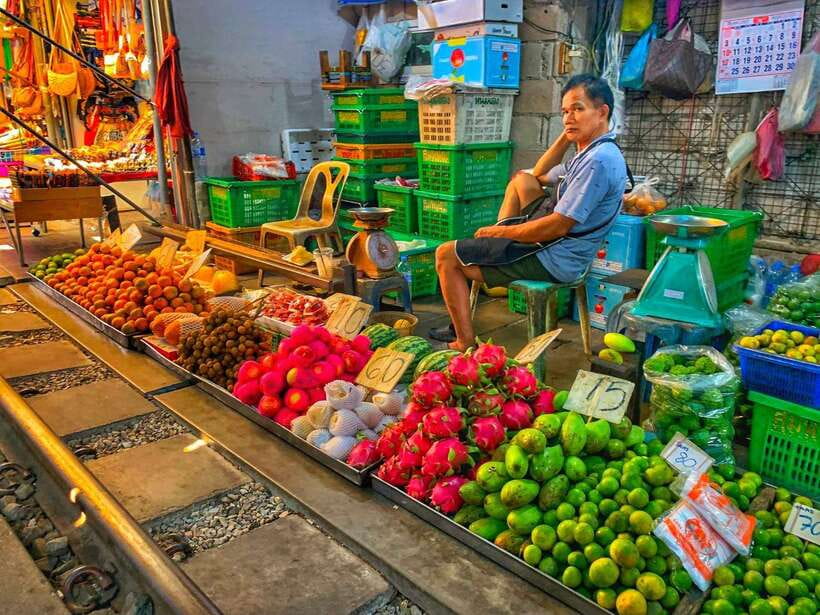 Bangkok: Train Market & Floating Market with Boat Ride - Maeklong Railway Market and the passing train