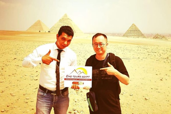 Cairo Layover excursion to Giza Pyramids Sphinx Coptic Cairo & Bazaar - Khafre and Menkaure: see the full pyramid group
