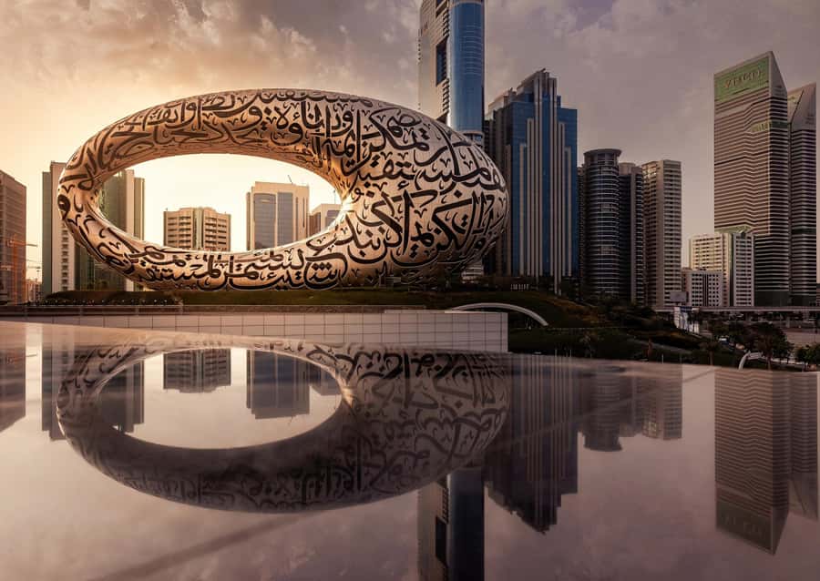 From Abu Dhabi: Dubai City Tour with Creek, Abra & Old Souks - The Museum of the Future from the outside
