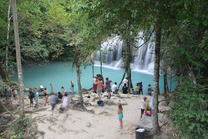 From Bangkok : Damneon Saduak Floating Market & Erawan Waterfall - One hour at Erawan Waterfall