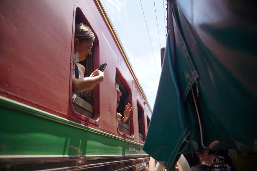 From Bangkok: Floating Market and Ayutthaya Guided Day Tour - Maeklong Railway Market and the train that cuts through it
