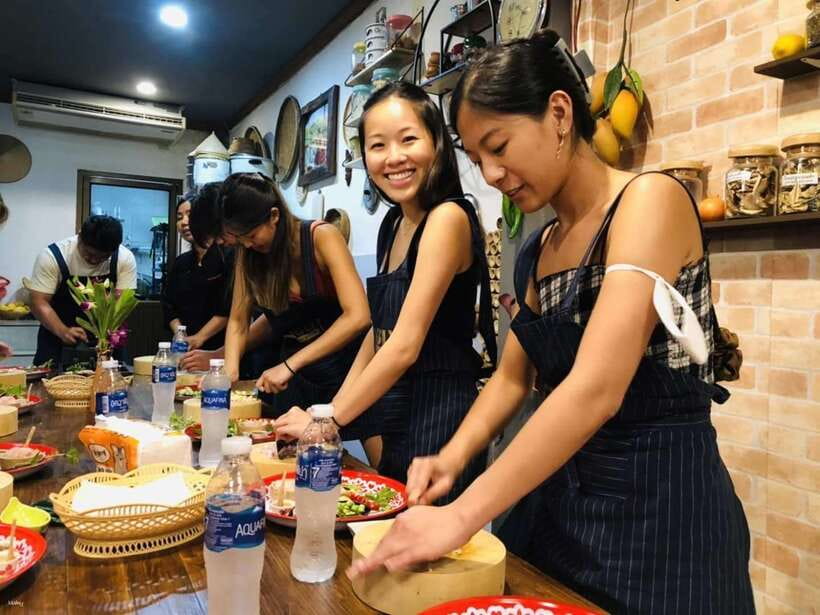 Hanoi Food Adventure: Vietnamese Market Tour & Cooking Class - Cooking with Cherry and the other chefs