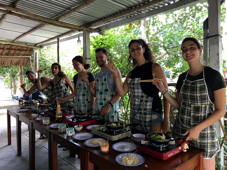 Hoi An: Coconut River Boat Eco - Cooking Class - Market Tour - Riding a bamboo basket boat in Bay Mau Coconut Forest