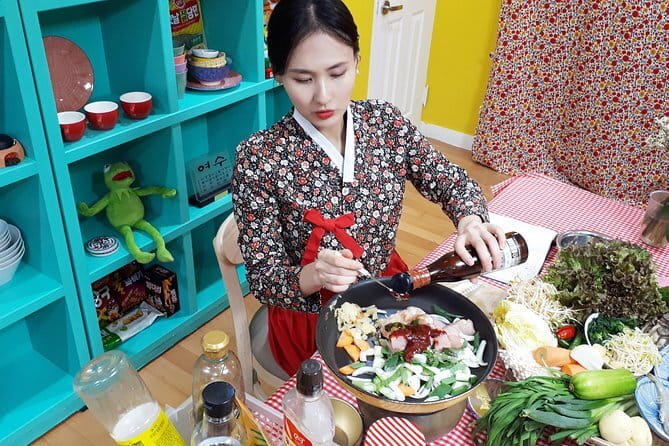 Korean Cooking Class with Grocery Shopping at Seoul Local Market - Eating the meal in a cozy studio