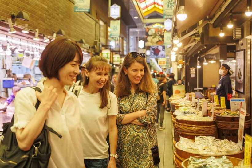 Kyoto: Local Food Tasting Tour at the Nishiki Market - Hamo tempura and wagyu steak skewers