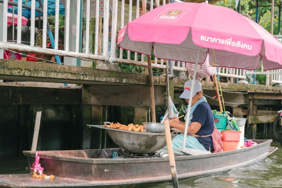 Longtail Boat Adventure to the Local Weekend Floating Market - Orchids, pandan, and the quieter canal scenery