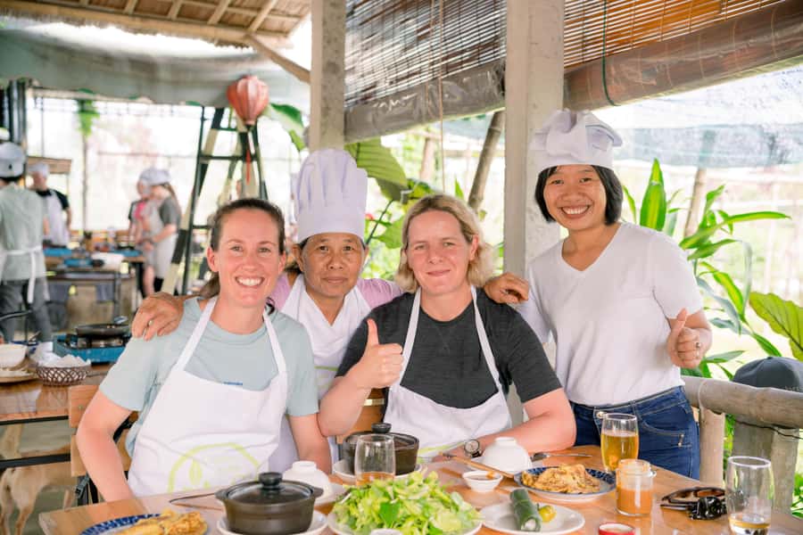 Rural Cycle, Market Tour, Basket Boat & Organic Farm Cooking - Cycling 3 km through rice fields and villages
