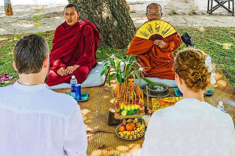Siem Reap Cambodian Buddhist Water Blessing and Local Market - Meeting the monks at Wat Arang Pagoda