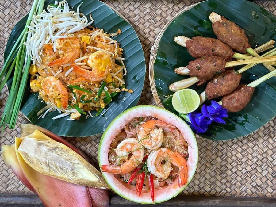 Thai cooking class &Market tour by Amazon Prime Series Chef. - Cooking in the garden with Chef Wandee